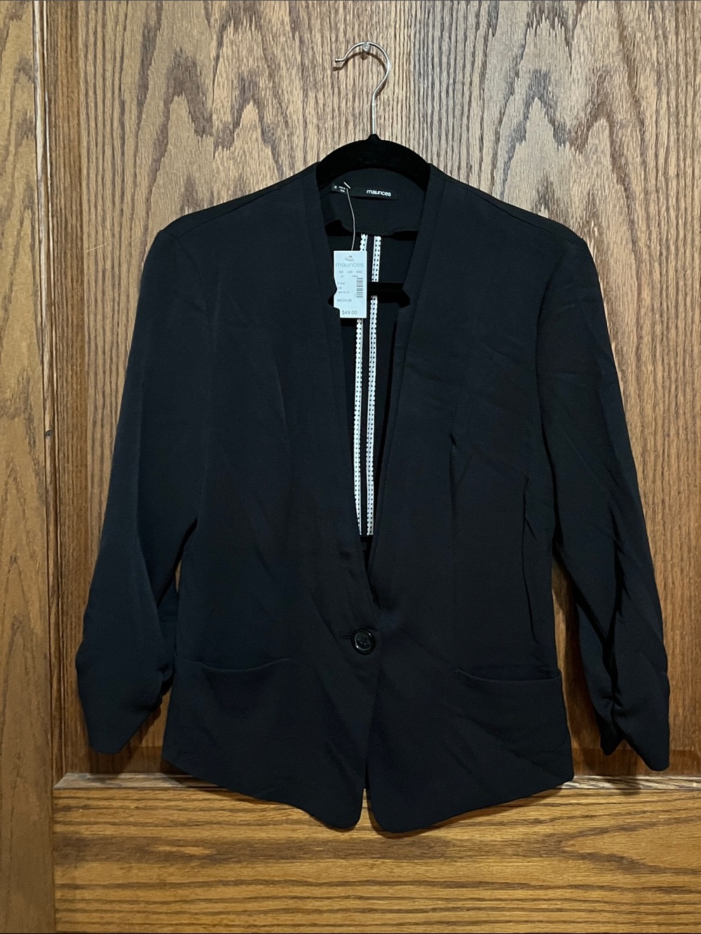 Maurices Black Single-Button Open-Front Blazer